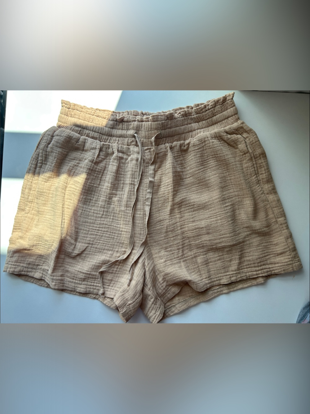 Hem & Thread Tan Textured Shorts